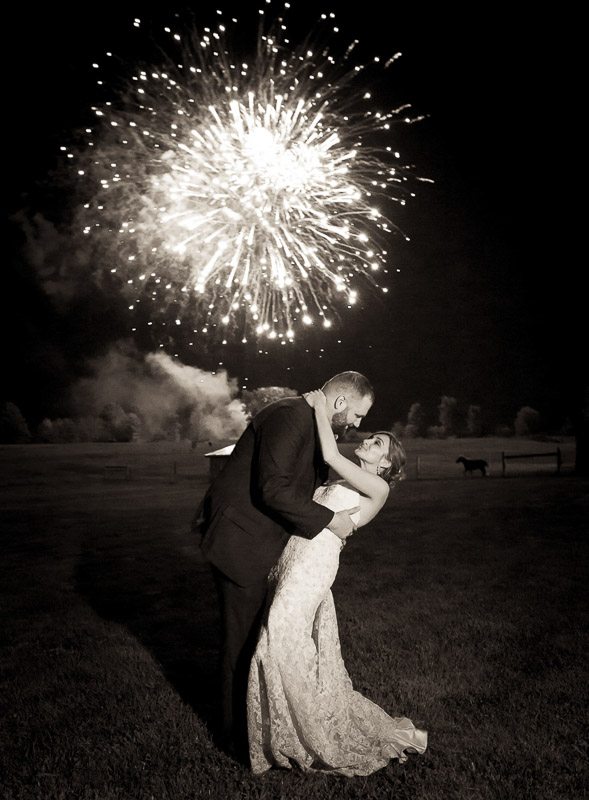 elopement portrait with fireworks